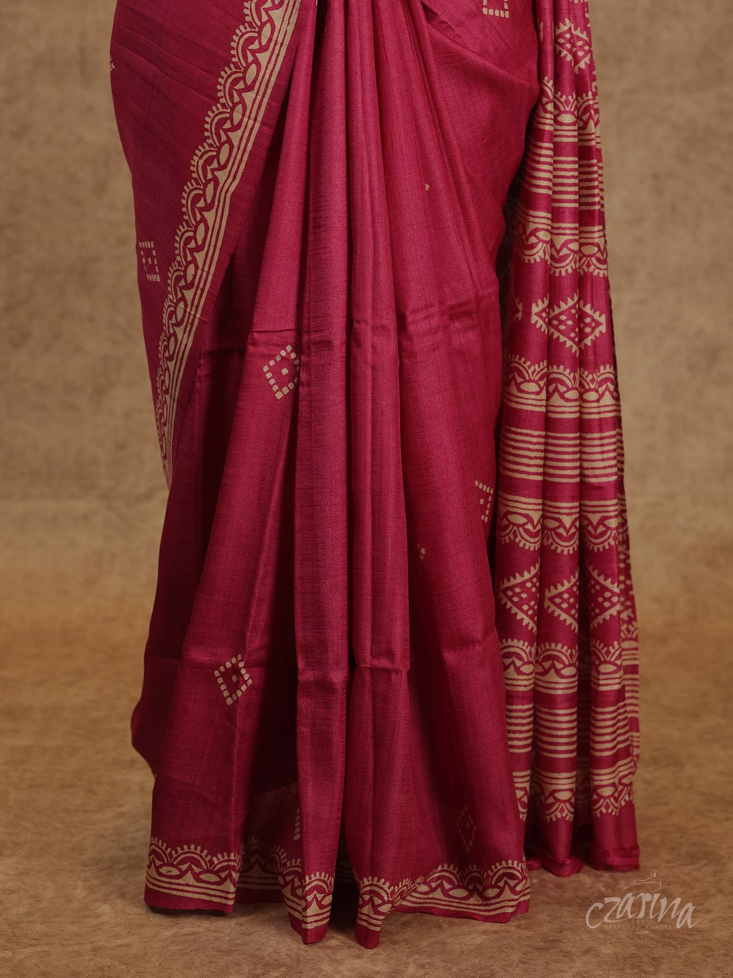 DARK PINK WITH BEAUTIFUL LONG PALLU TUSSAR SILK SAREE