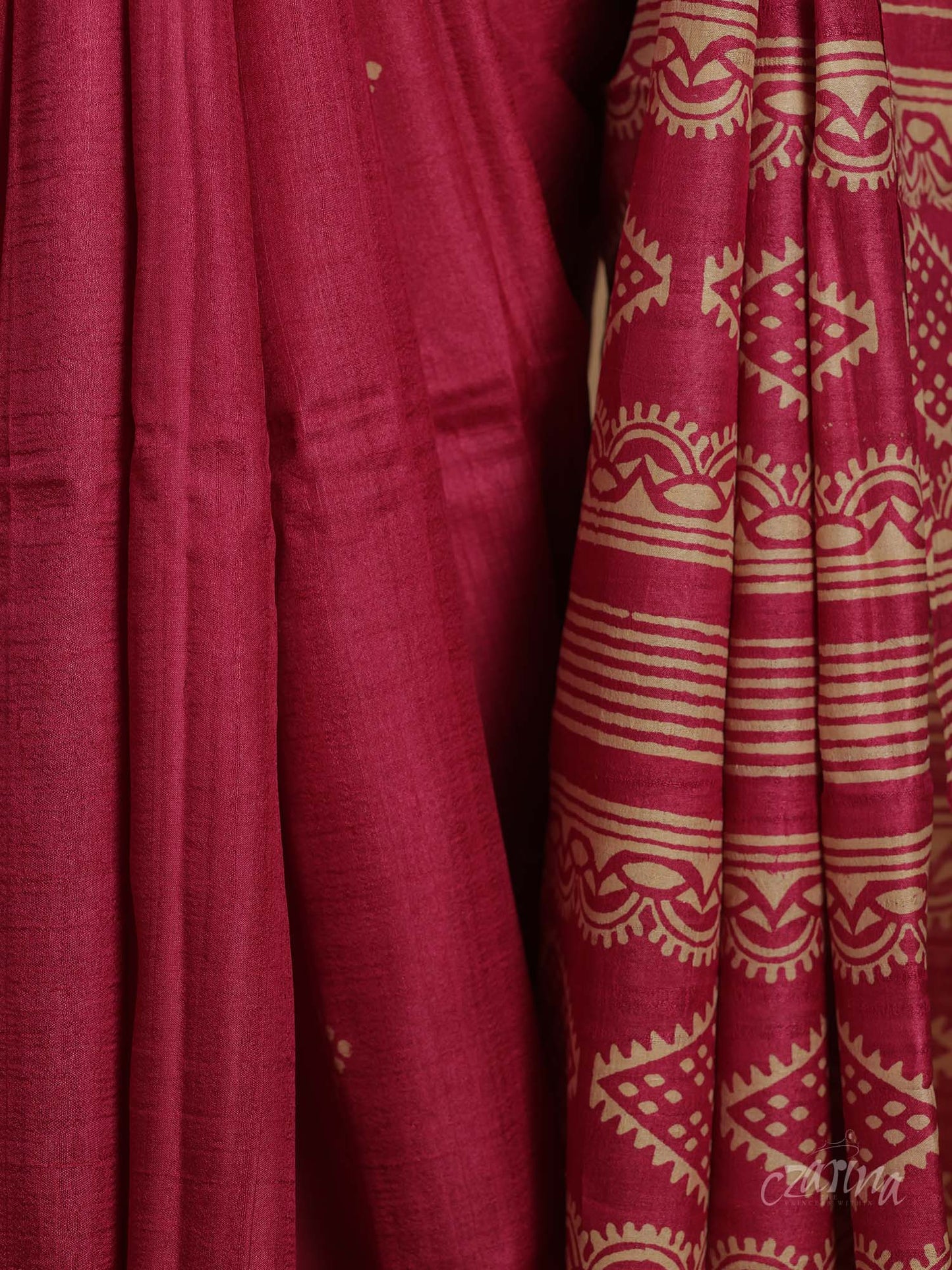 DARK PINK WITH BEAUTIFUL LONG PALLU TUSSAR SILK SAREE