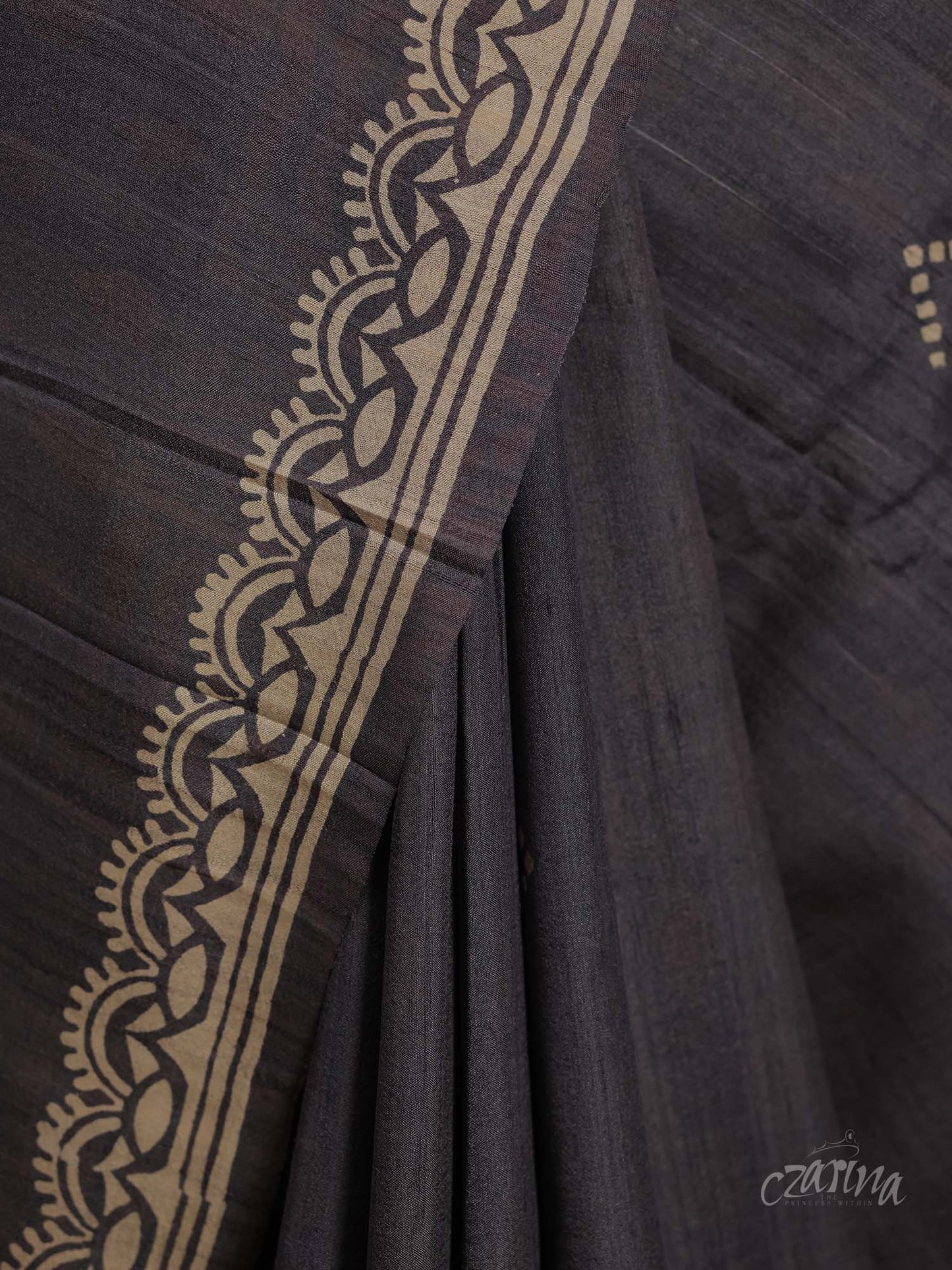 RICH GREY WITH BEAUTIFUL LONG PALLU TUSSAR SILK SAREE