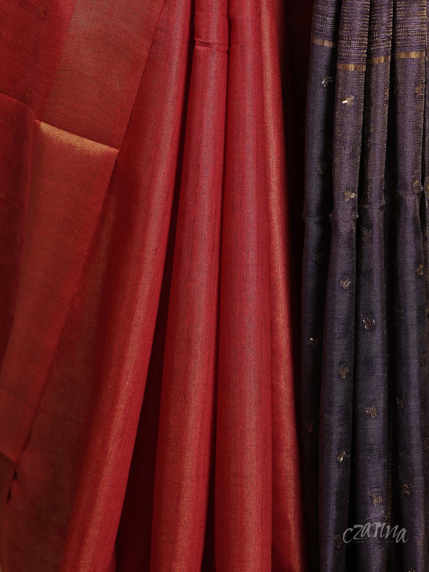 ORANGE AND GREY WITH WOVEN SEQUENCES ON BORDER TUSSAR SILK SAREE