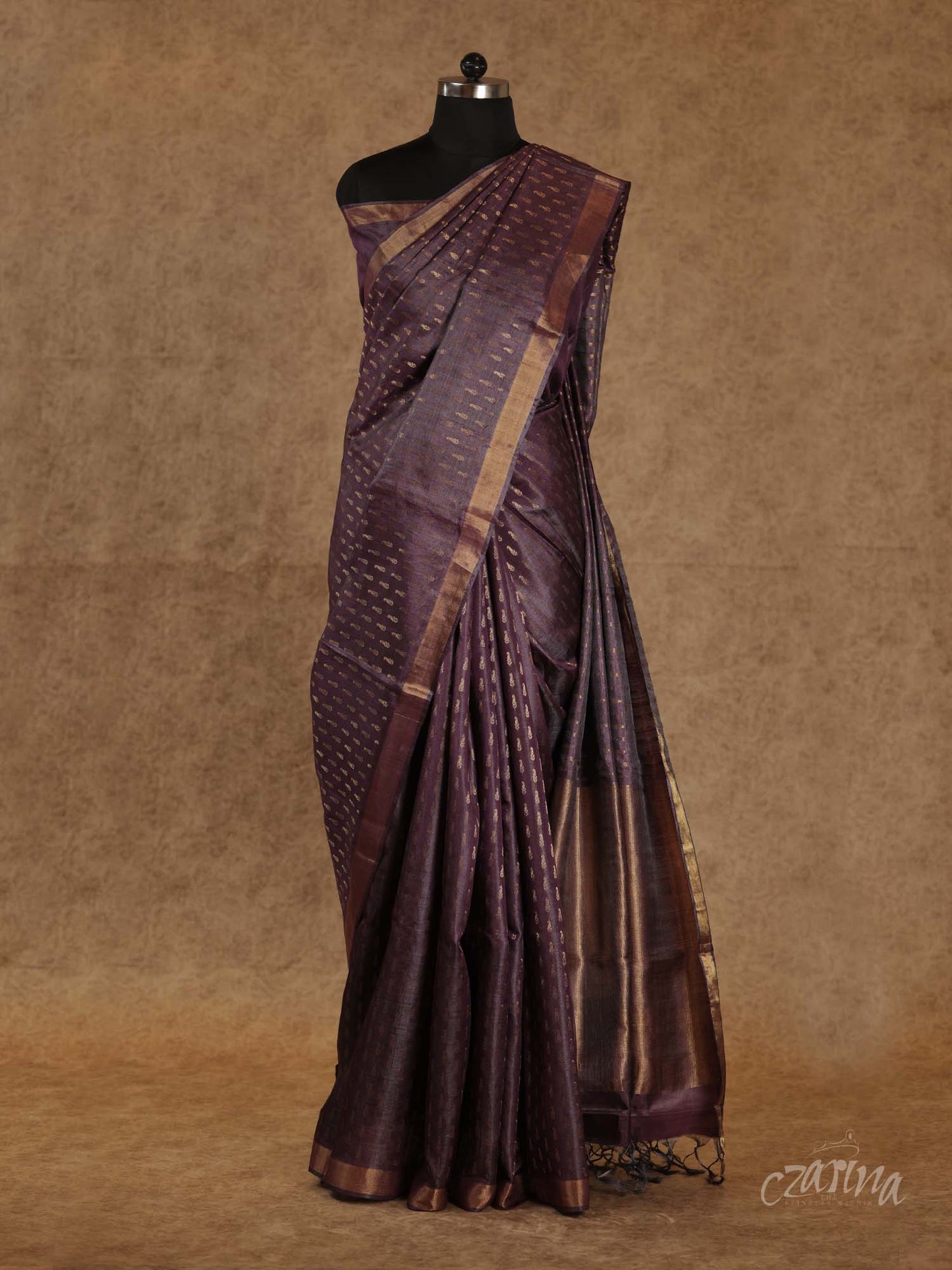 PURPLE WITH WOVEN BOUTIQUES IN ZERI TUSSAR SILK SAREE