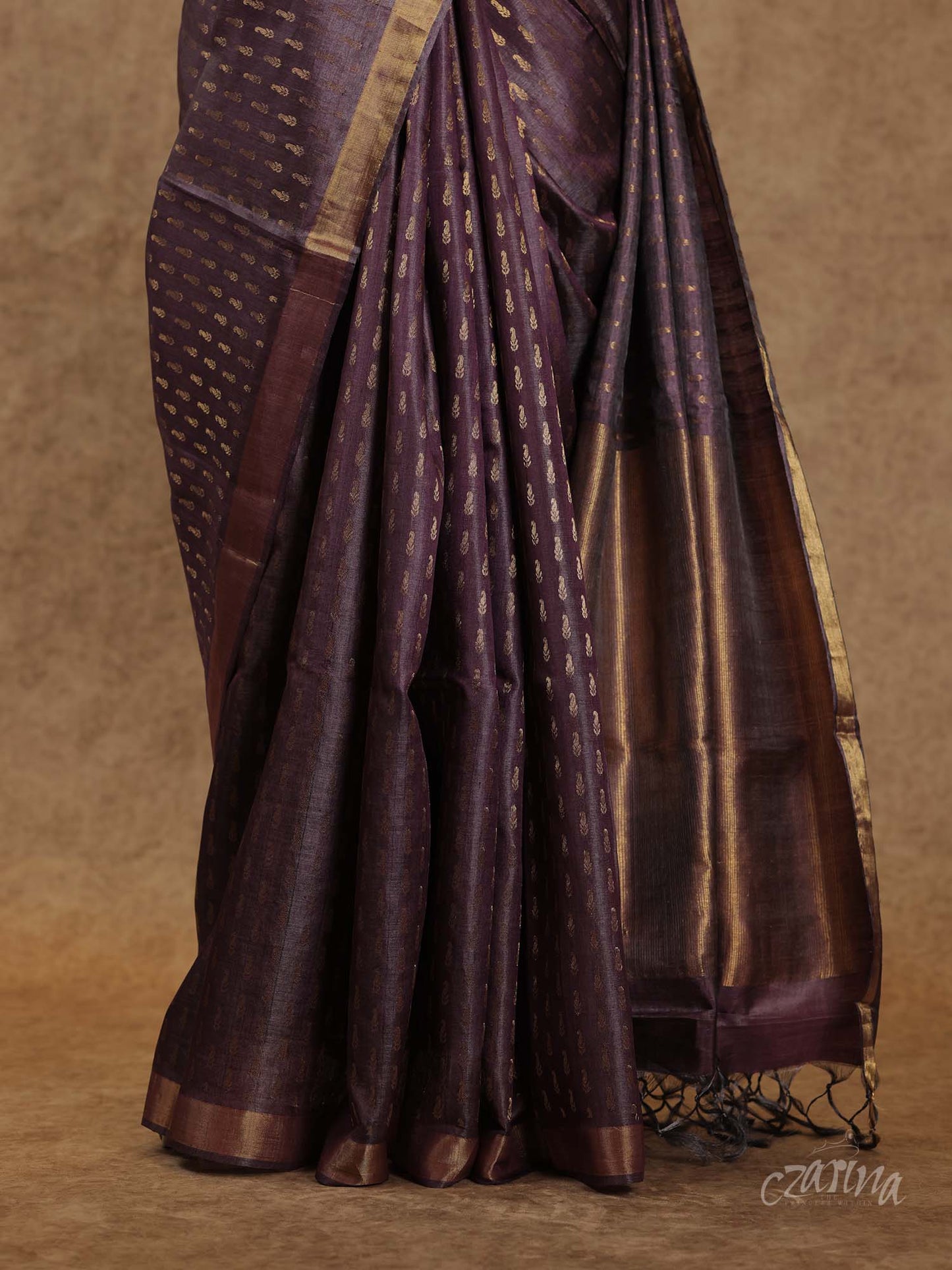 PURPLE WITH WOVEN BOUTIQUES IN ZERI TUSSAR SILK SAREE