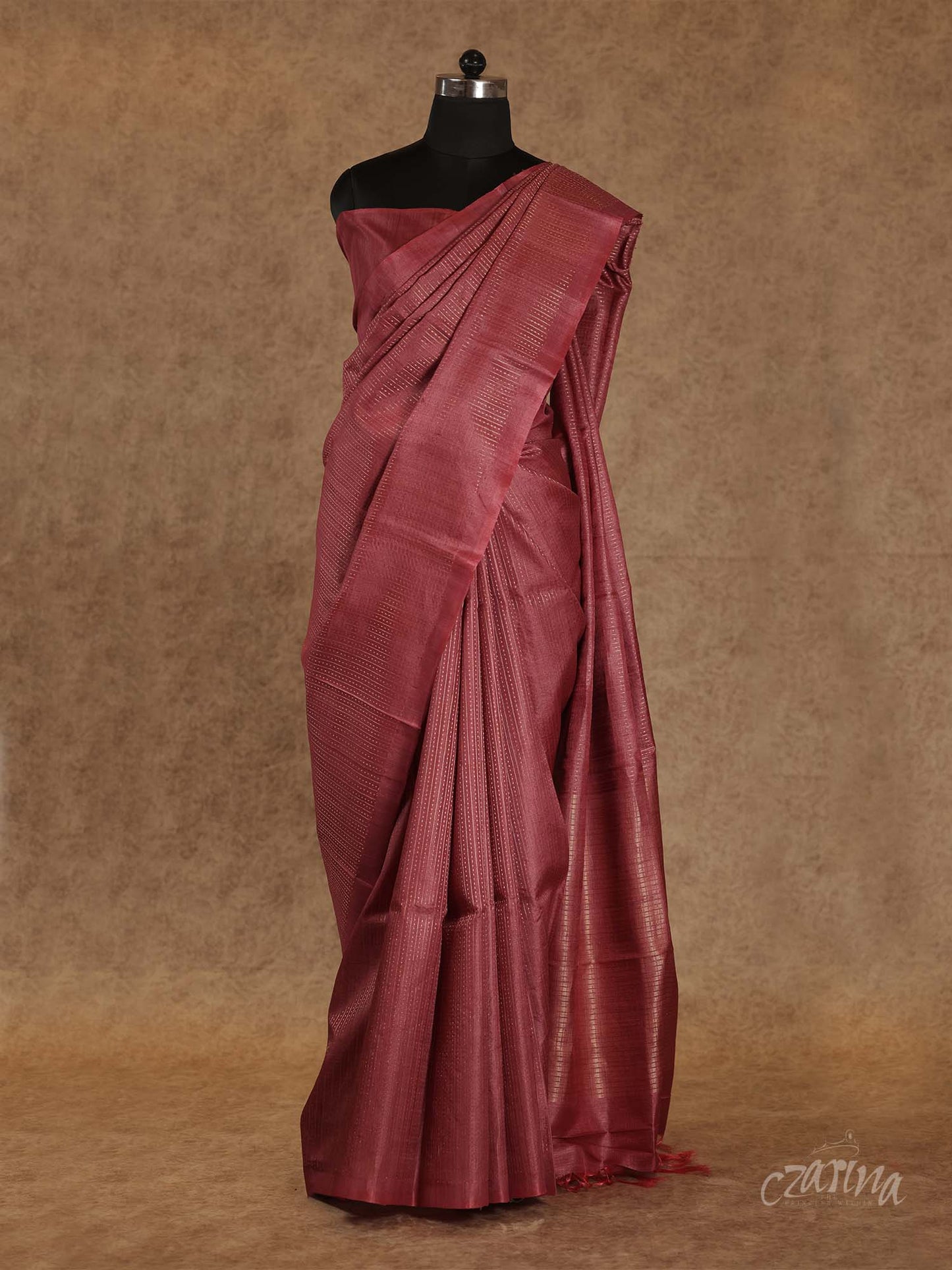 LIGHT MAROON WITH WOVEN BUTTIS IN GOLDEN ZARI TUSSAR SILK SAREE