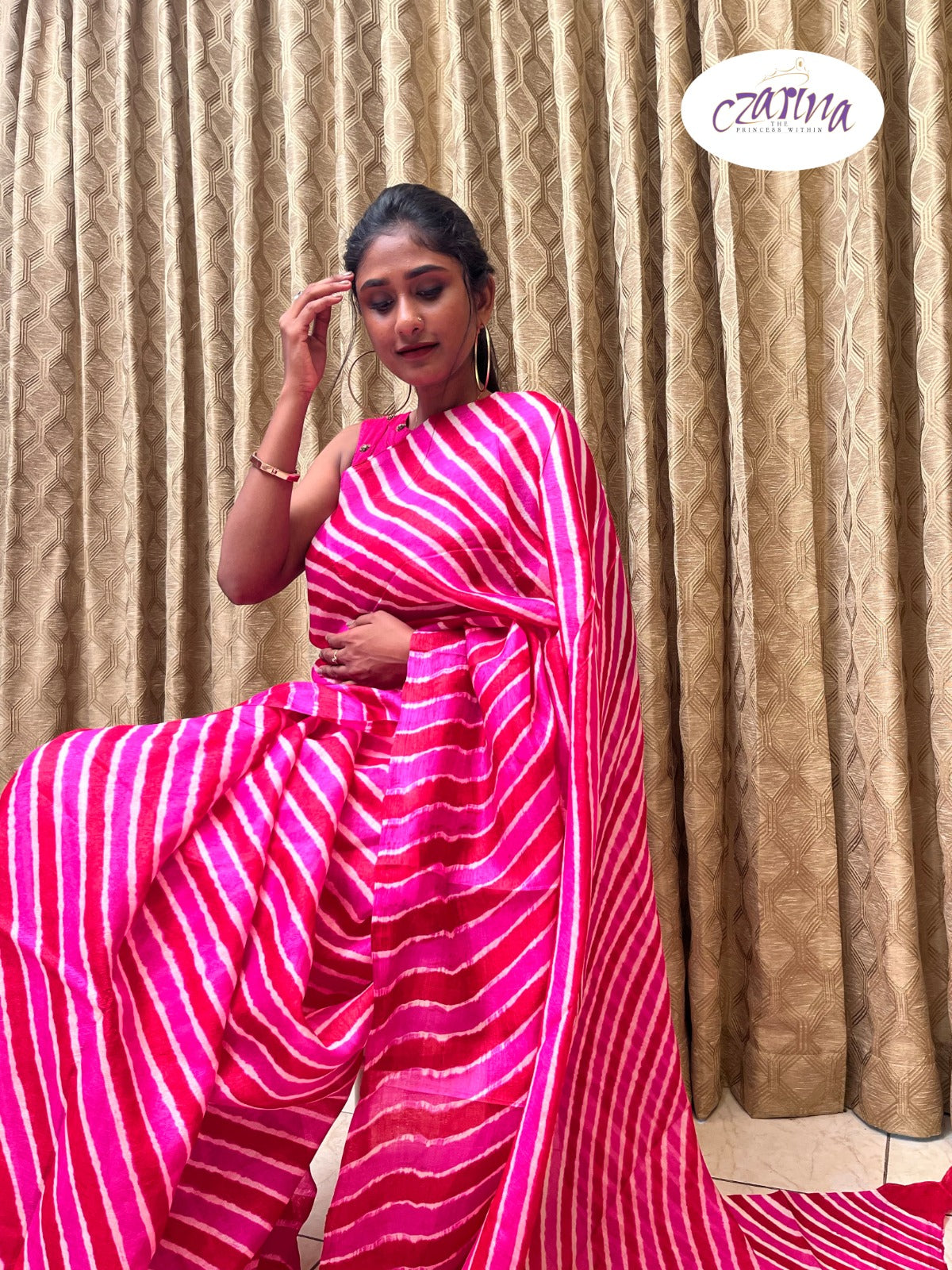 PINK LEHARIYA TUSSAR SAREE