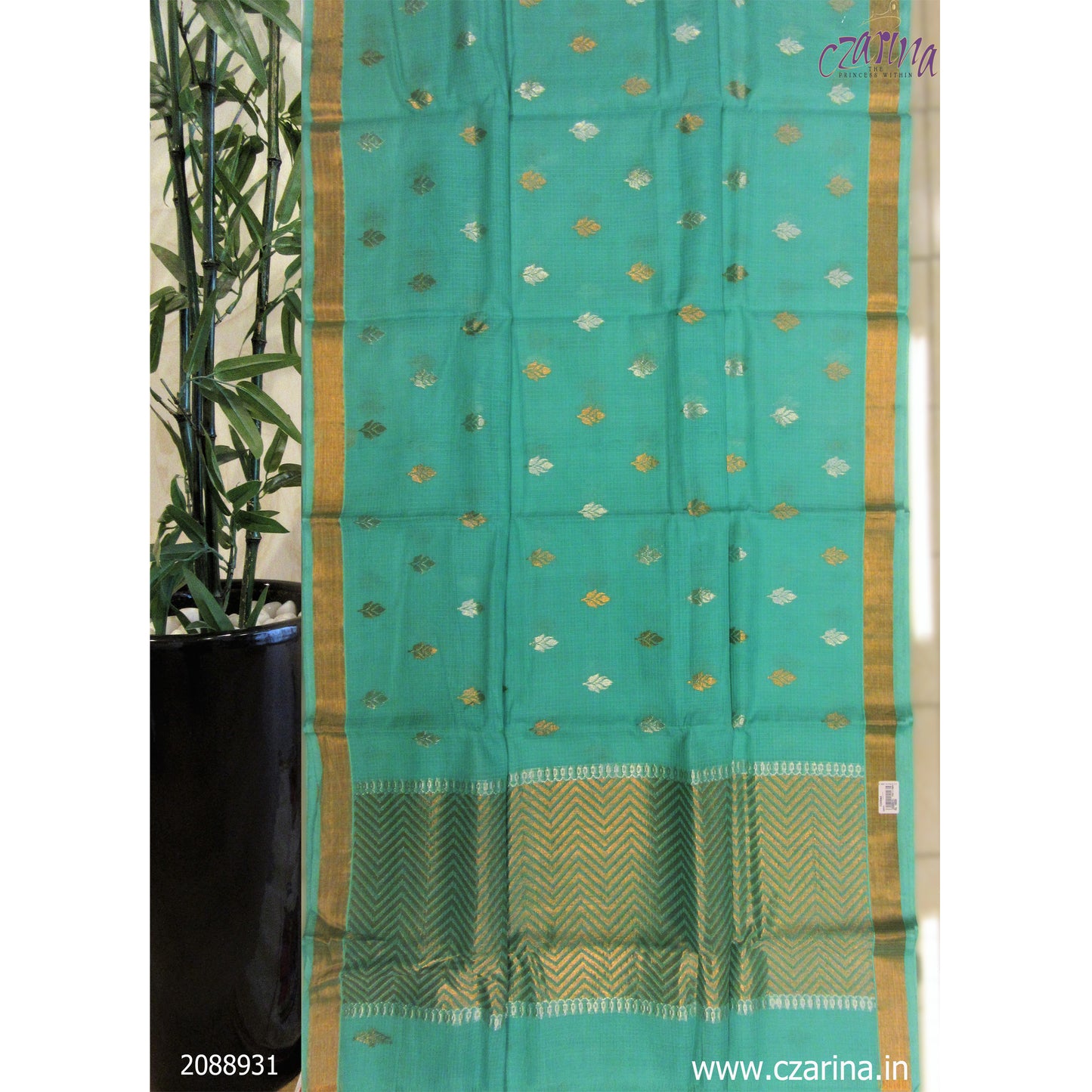 GREEN GOLDEN PURE ZARI KOTA SAREE