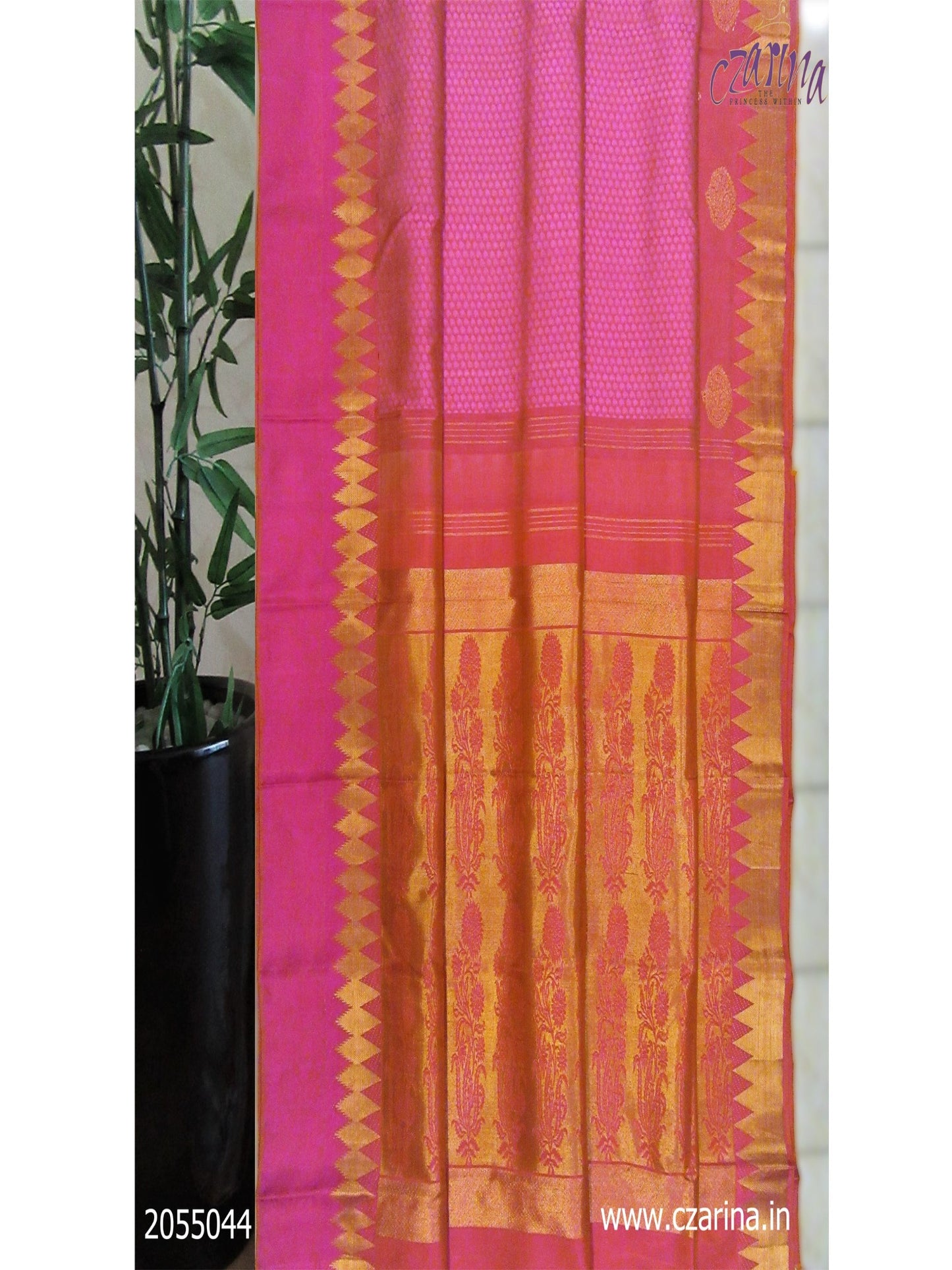 PINK GOLDEN KANCHIPURAM SILK SAREE