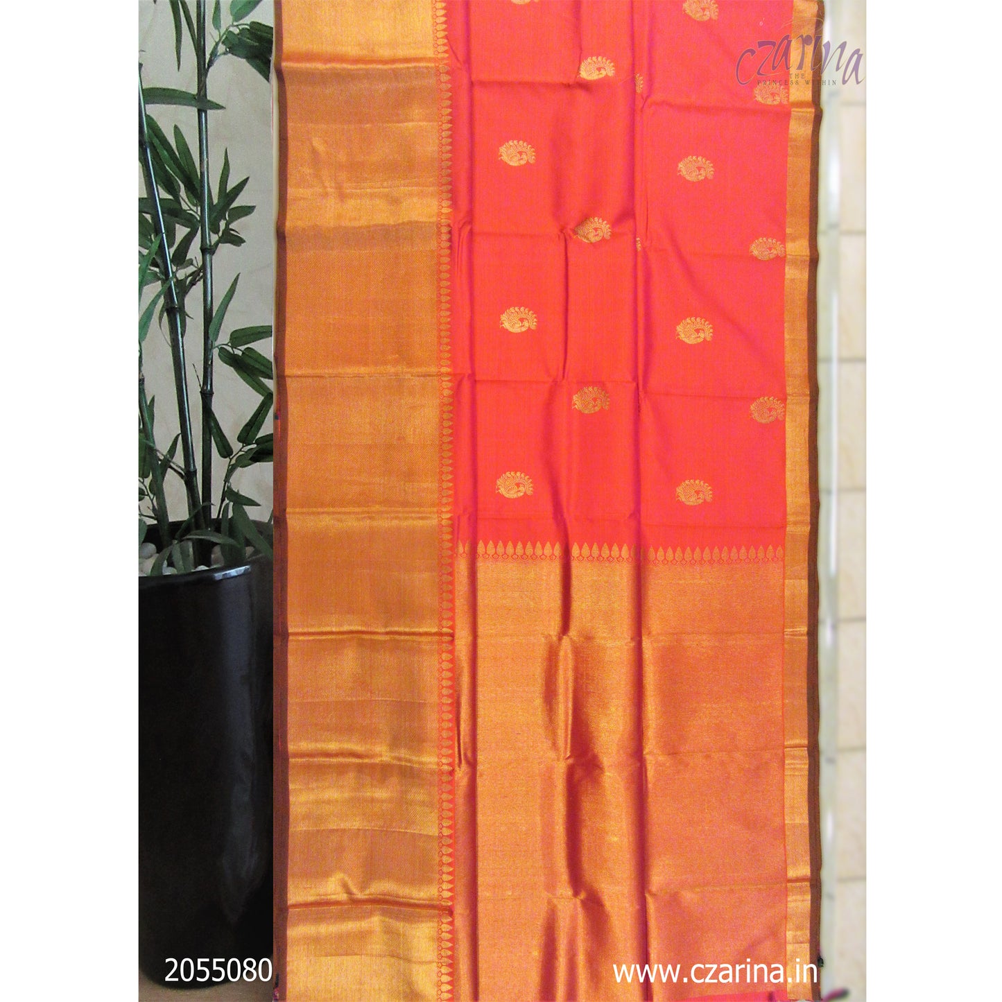 PINK GOLDEN PURE KANCHIPURAM SILK SAREE