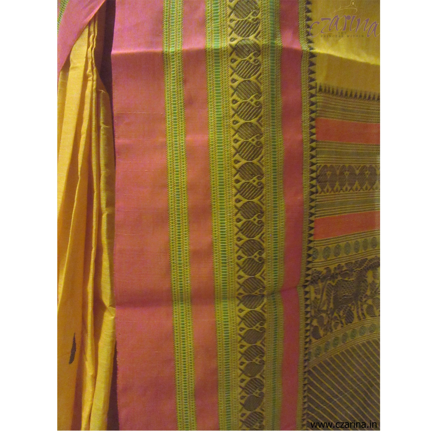 HONEY YELLOW PINK KANCHI-COTTON SAREE