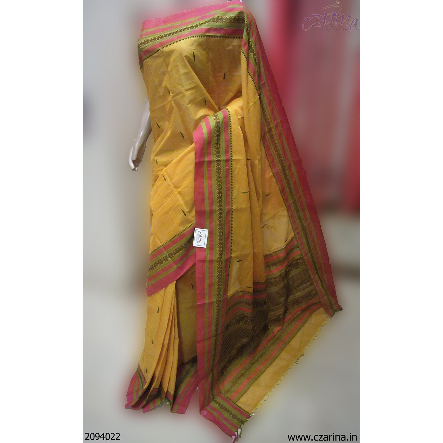 HONEY YELLOW PINK KANCHI-COTTON SAREE