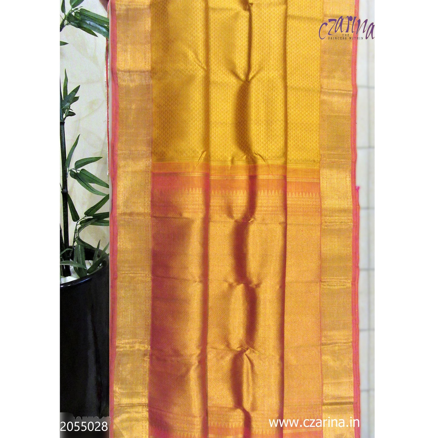 MUSTARD PINK PURE KANCHIPURAM SILK SAREE