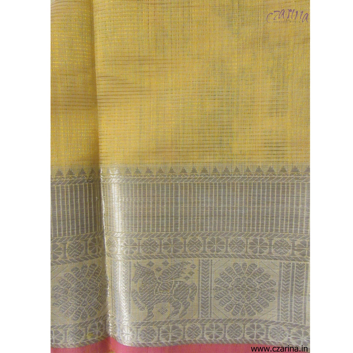 CORN YELLOW SILVER ZARI MANGALAGIRI SILK SARI