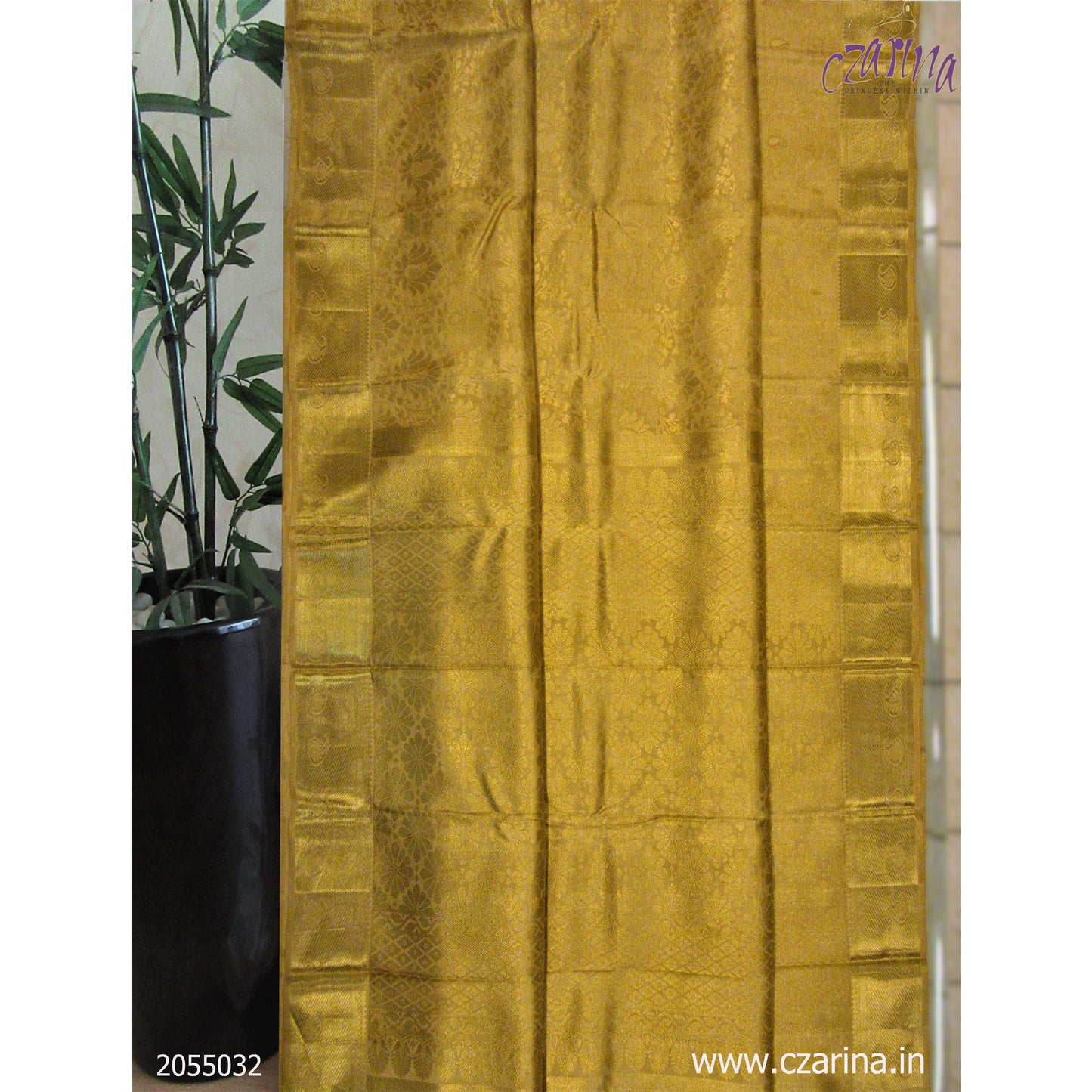 GOLDEN PURE KANCHIPURAM SILK SAREE