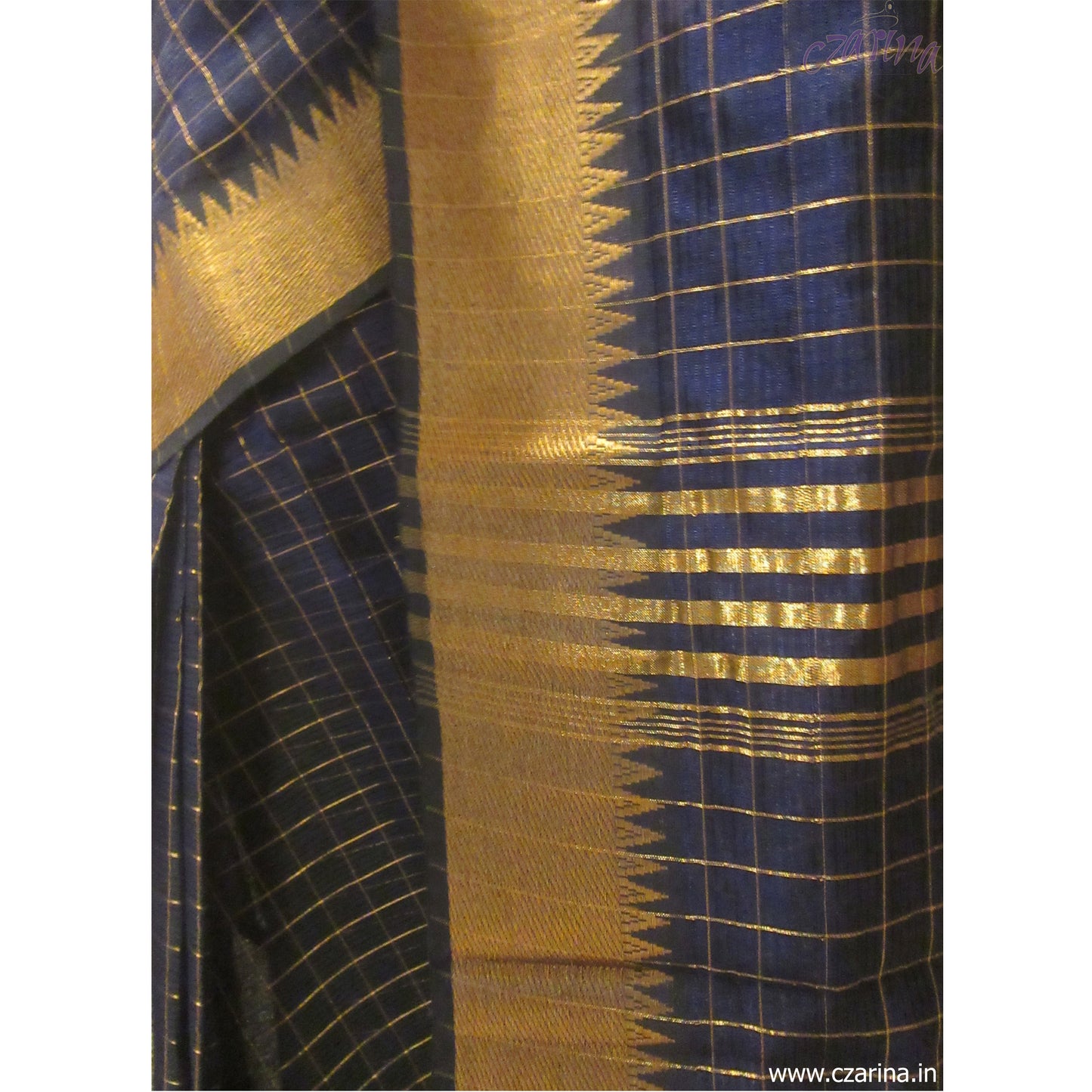 SPACE BLUE GOLDEN TISSUE SILK SAREE