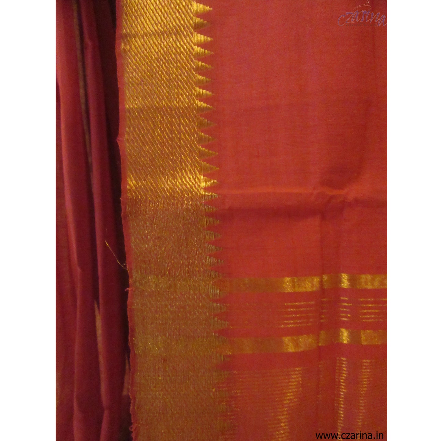 REDDISH PINK GOLDEN MANGALAGIRI COTTON SAREE