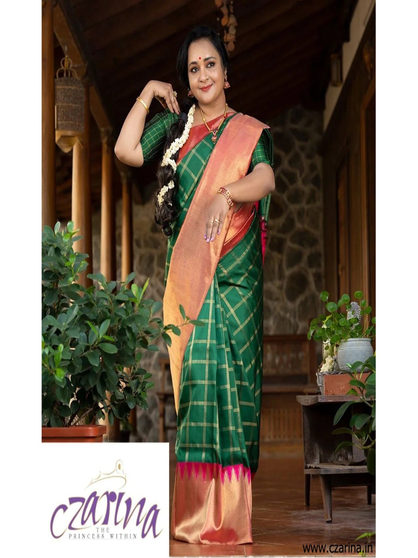GREEN MAGENTA PURE KANCHIPURAM SILK SAREE