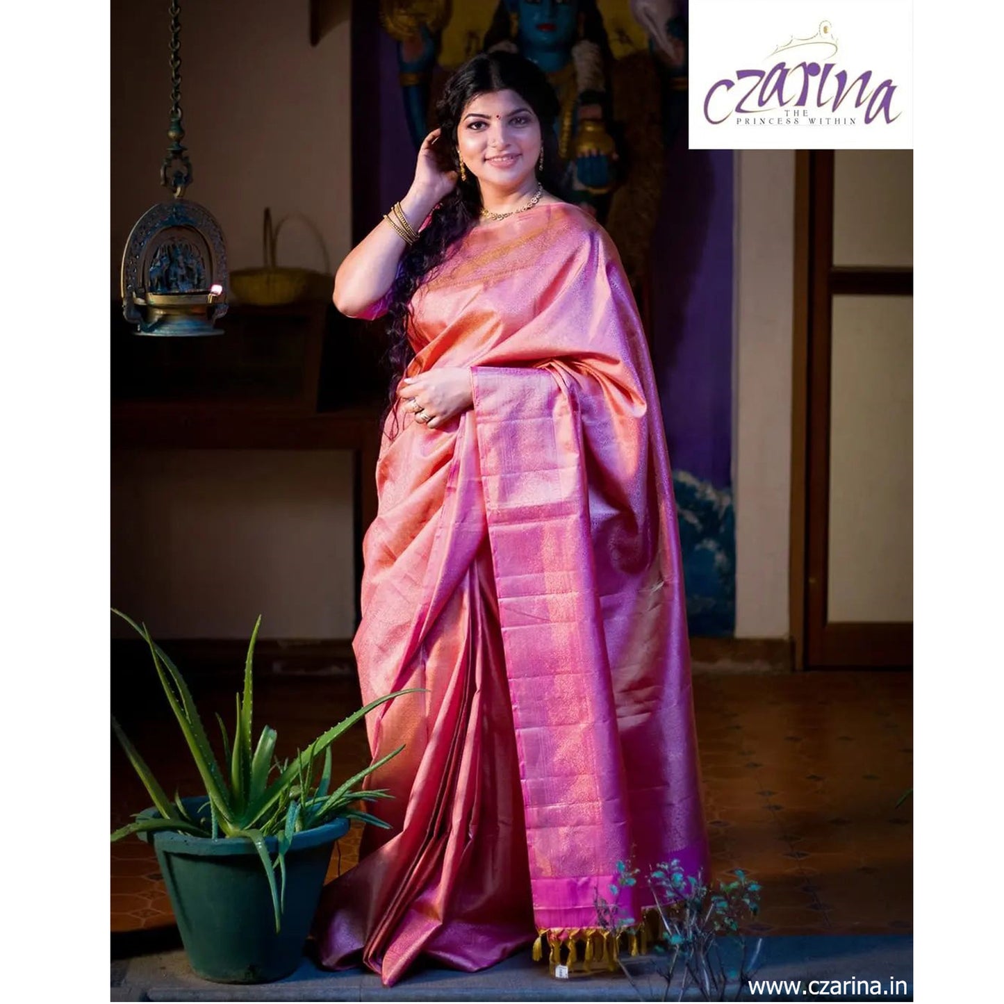 PASTEL PINK GOLDEN KANCHIPURAM PURE SILK SARI
