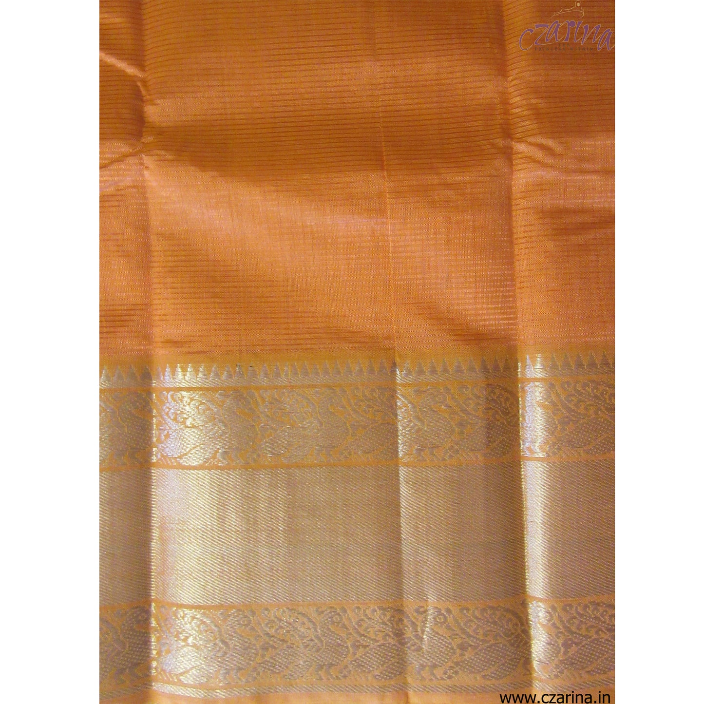 TIGER ORANGE GOLDEN MANGALAGIRI SILK SARI
