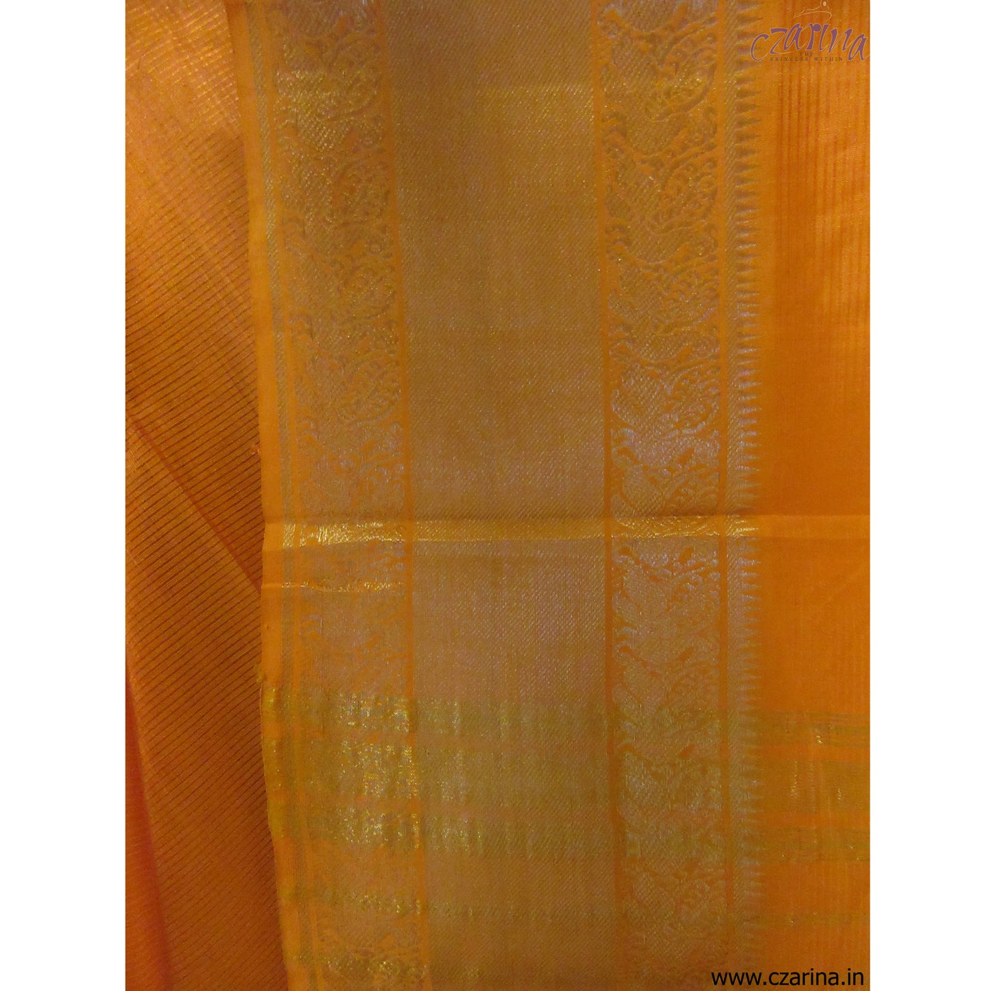 TIGER ORANGE GOLDEN MANGALAGIRI SILK SARI