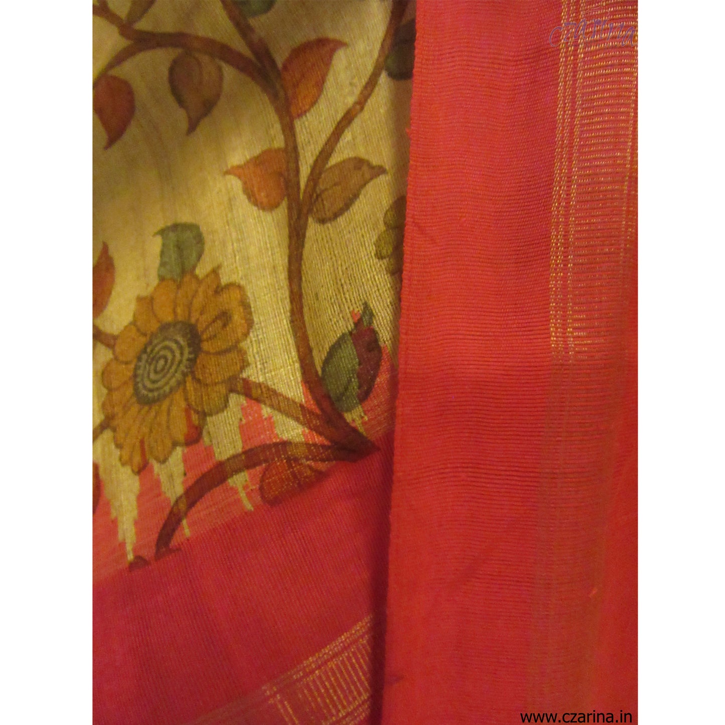 LIGHT MUSTARD PRINTED TUSSAR SILK SAREE