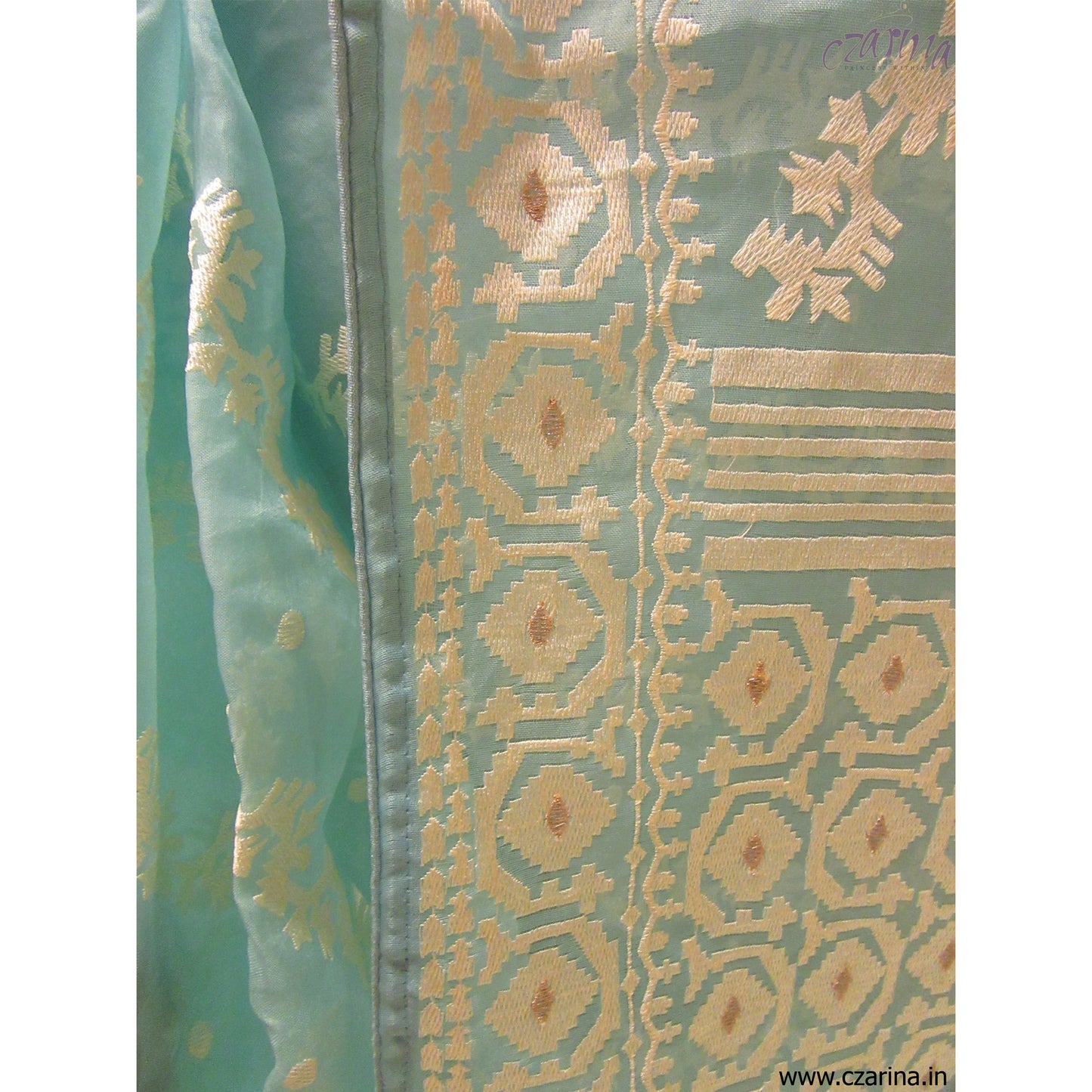 LIGHT BLUE EMBROIDERED ORGANZA SAREE