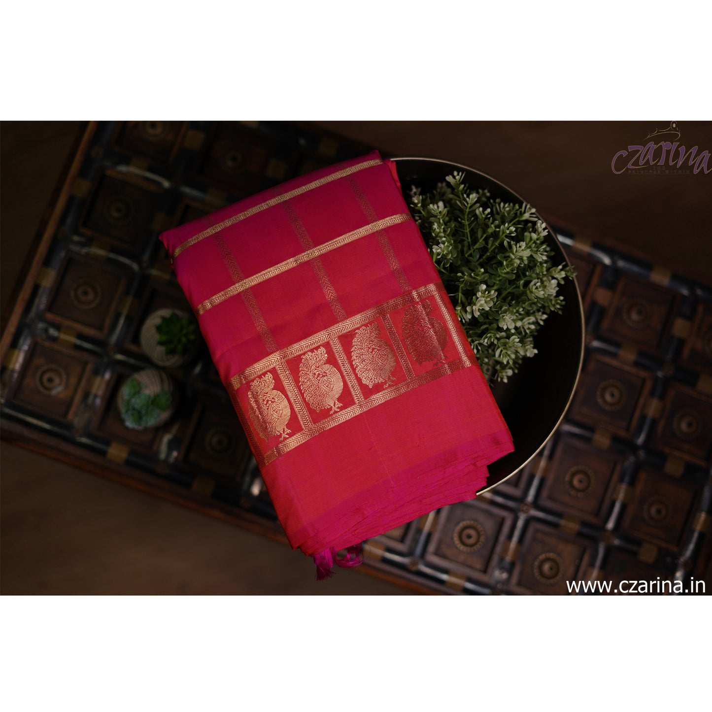 MAGENTA PINK GOLDEN KANCHIPURAM SILK SAREE