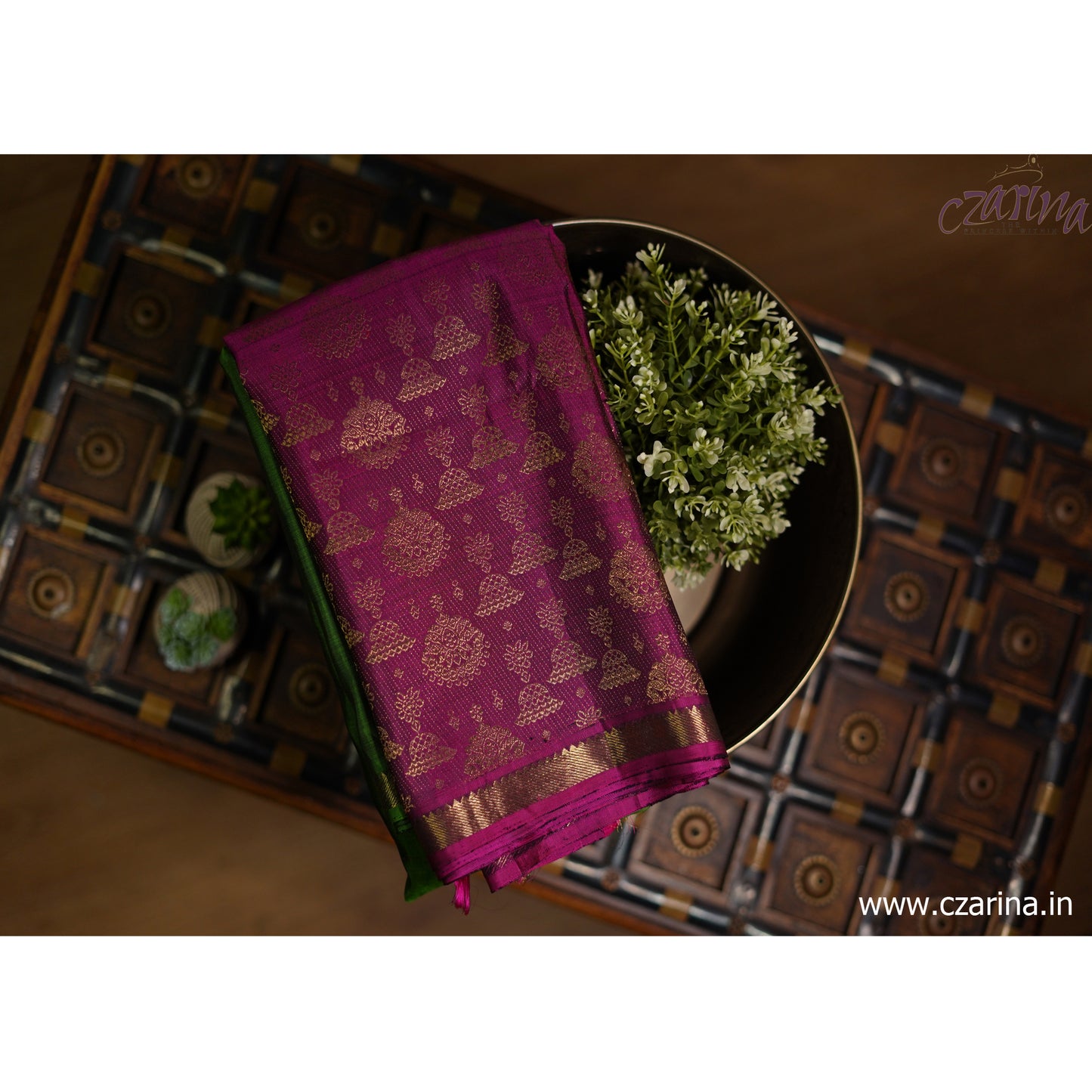GREEN MAGENTA PURE KANCHIPURAM SILK SAREE