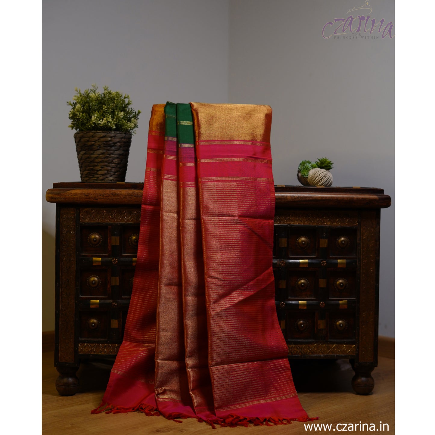 GREEN MAGENTA PURE KANCHIPURAM SILK SAREE