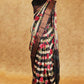 BLACK AND BEIGE HORIZONTAL STRIPE WITH FLORAL DESIGN TUSSAR SILK SAREE