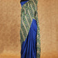 ROYAL BLUE AND BEIGE PARTLY PRINTED SOFT TUSSAR SILK SAREE