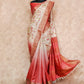 BEIGE AND RUST COLOR, FLORAL PRINTS ZARI BORDER TUSSAR SILK SAREE