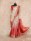 BEIGE AND RUST COLOR, FLORAL PRINTS ZARI BORDER TUSSAR SILK SAREE
