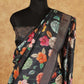 BLACK MUGA MULTI-COLORED FLORAL DESIGN TUSSAR SILK SAREE