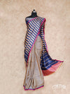 BEIGE AND DARK BLUE STRIPE DESIGN TUSSAR SILK SAREE