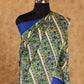 ROYAL BLUE AND BEIGE PARTLY PRINTED SOFT TUSSAR SILK SAREE