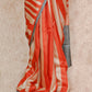 BEIGE, ORANGE AND GREY COMBINATION TUSSAR SILK SAREE