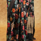 BLACK MUGA MULTI-COLORED FLORAL DESIGN TUSSAR SILK SAREE