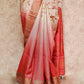 BEIGE AND RUST COLOR, FLORAL PRINTS ZARI BORDER TUSSAR SILK SAREE