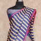 BEIGE AND DARK BLUE STRIPE DESIGN TUSSAR SILK SAREE