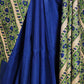 ROYAL BLUE AND BEIGE PARTLY PRINTED SOFT TUSSAR SILK SAREE