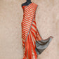 BEIGE, ORANGE AND GREY COMBINATION TUSSAR SILK SAREE