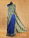 ROYAL BLUE AND BEIGE PARTLY PRINTED SOFT TUSSAR SILK SAREE