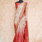 BEIGE AND RUST COLOR, FLORAL PRINTS ZARI BORDER TUSSAR SILK SAREE