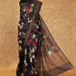 BLACK WITH MULTI FLORAL PRINTS MOONGA TUSSAR SILK SAREE