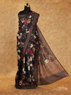 BLACK WITH MULTI FLORAL PRINTS MOONGA TUSSAR SILK SAREE