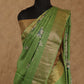 GREEN WITH GOLDEN BORDER AND FLORAL PRINTS TUSSAR SILK SAREE