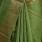 GREEN WITH GOLDEN BORDER AND FLORAL PRINTS TUSSAR SILK SAREE