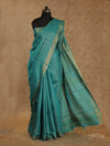 CYAN BLUE WOVEN SEQUENCE TUSSAR SILK SAREE
