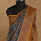 GRAY KALAMKARI PRINT WITH GOLDEN BORDER TUSSAR SILK SAREE