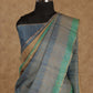 STYLISH GREY WITH MULTI-COLORED HORIZONTAL STRIPES TUSSAR SILK SAREE