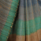 STYLISH GREY WITH MULTI-COLORED HORIZONTAL STRIPES TUSSAR SILK SAREE